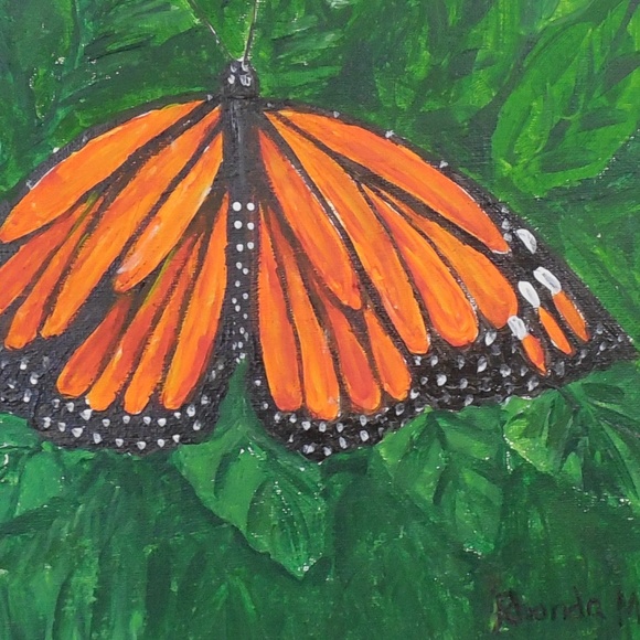 Monarch Butterfly Original Acrylic Canvas Painting - Picture 3 of 9